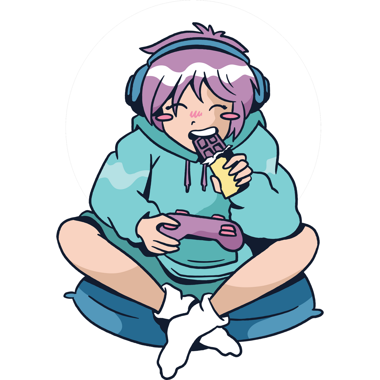 Relaxed Gamer with Snack Enjoying Leisure Time product