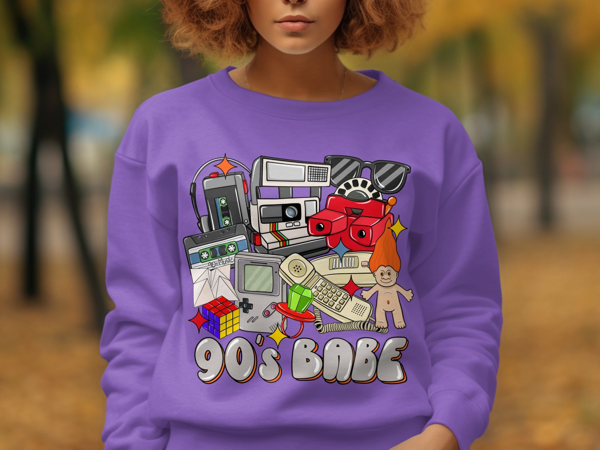 Nostalgic 90's Babe Sweatshirt with Retro Icons