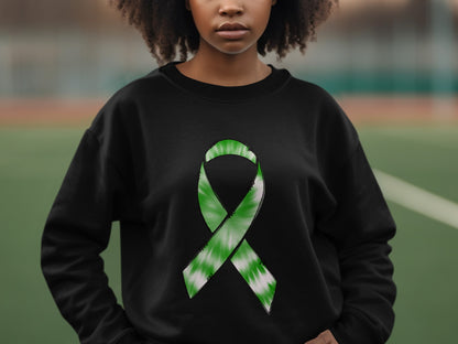 Stylish black sweatshirt with green awareness ribbon