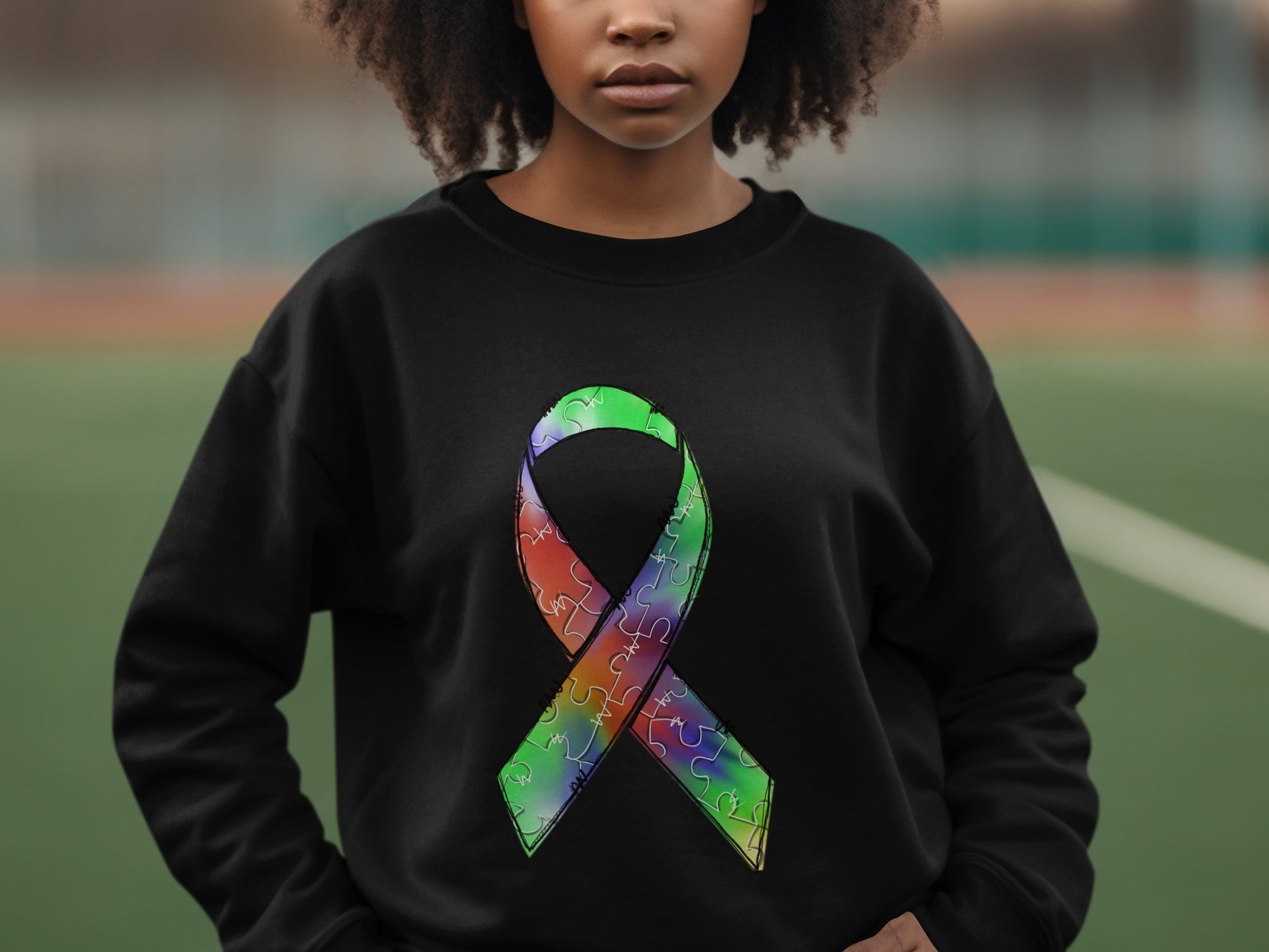 Colorful Puzzle Autism Awareness Ribbon Sweatshirt