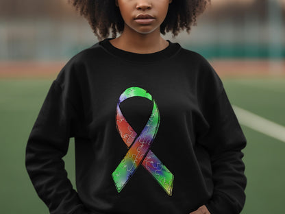 Colorful Puzzle Autism Awareness Ribbon Sweatshirt