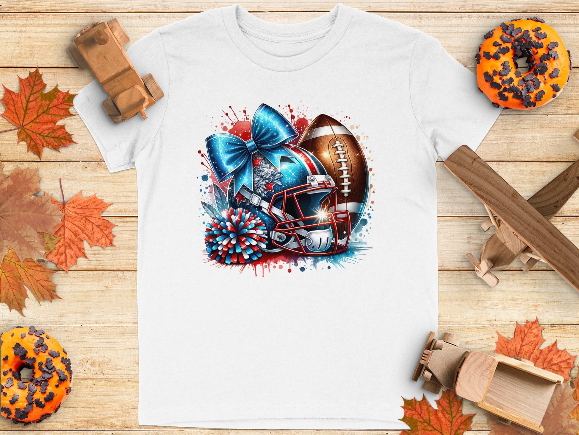 Football and Cheer Bow Helmet Artistic Design Shirt product type