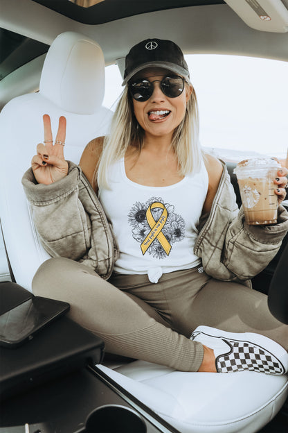 Peace Sign and Ribbon Graphic Tank Top