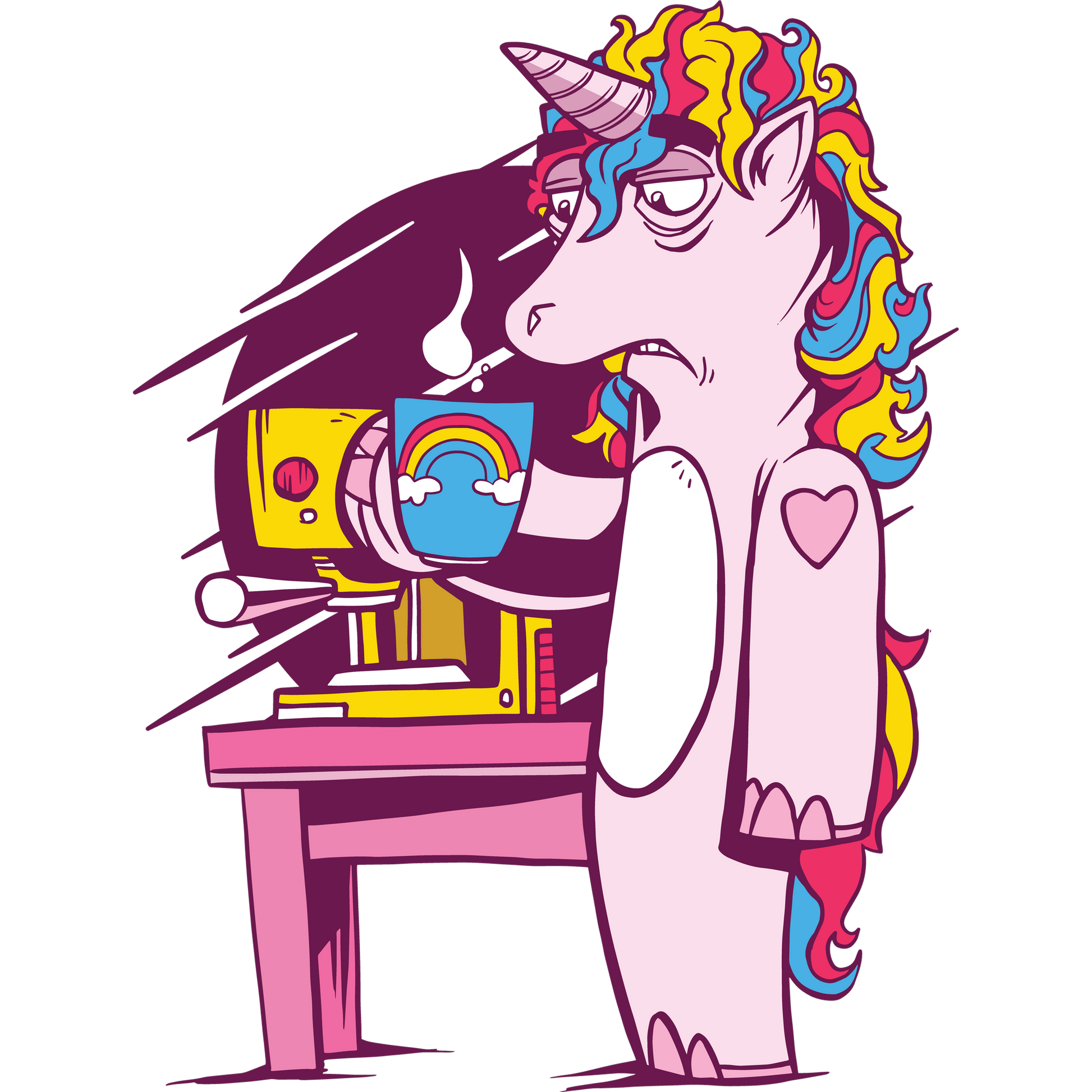 Colorful Sleepy Unicorn Drinking Coffee Mug product