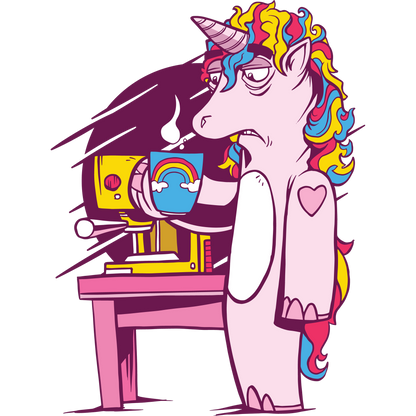 Colorful Sleepy Unicorn Drinking Coffee Mug product