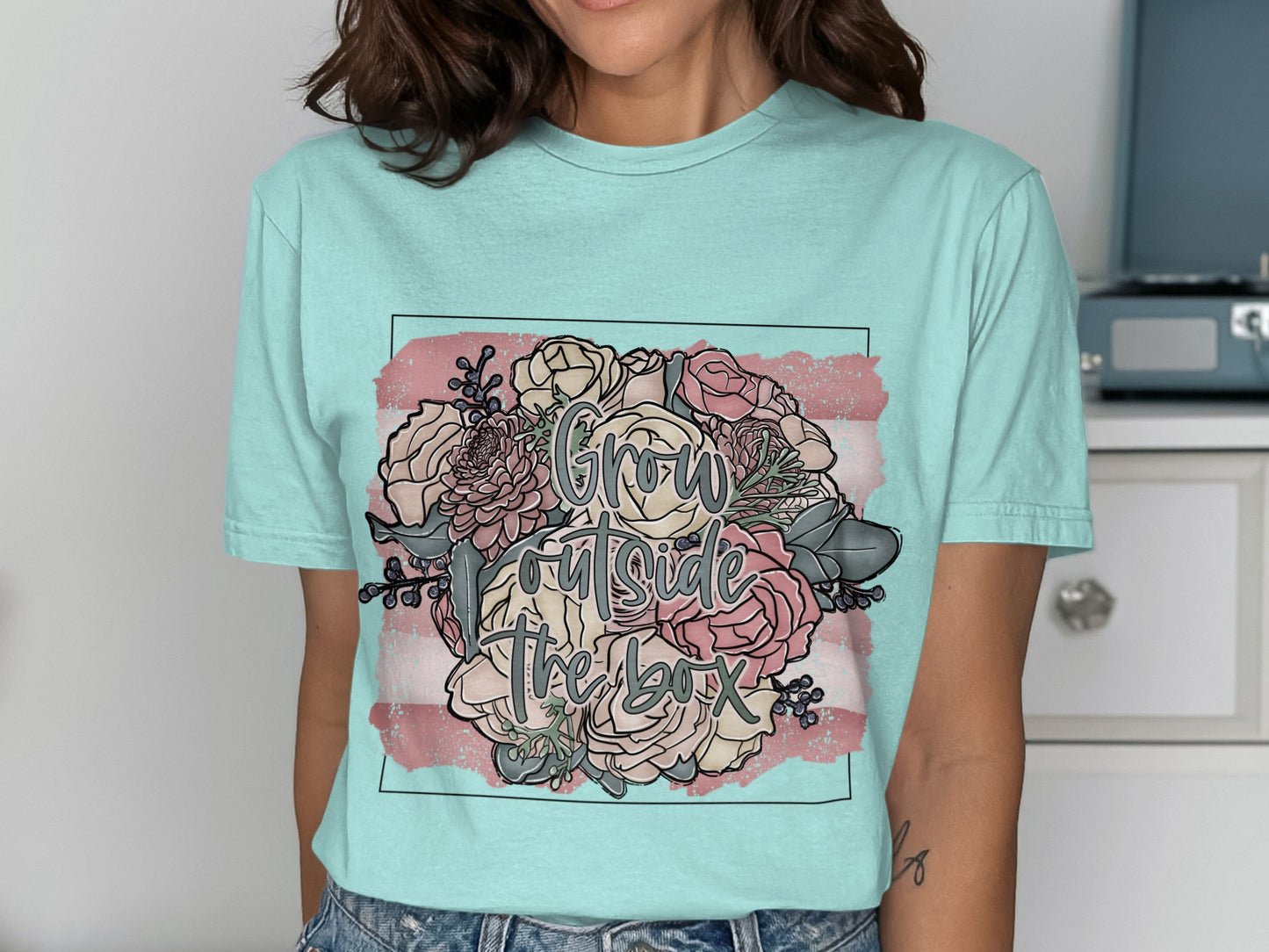 Grow Outside The Box Floral Graphic T-Shirt