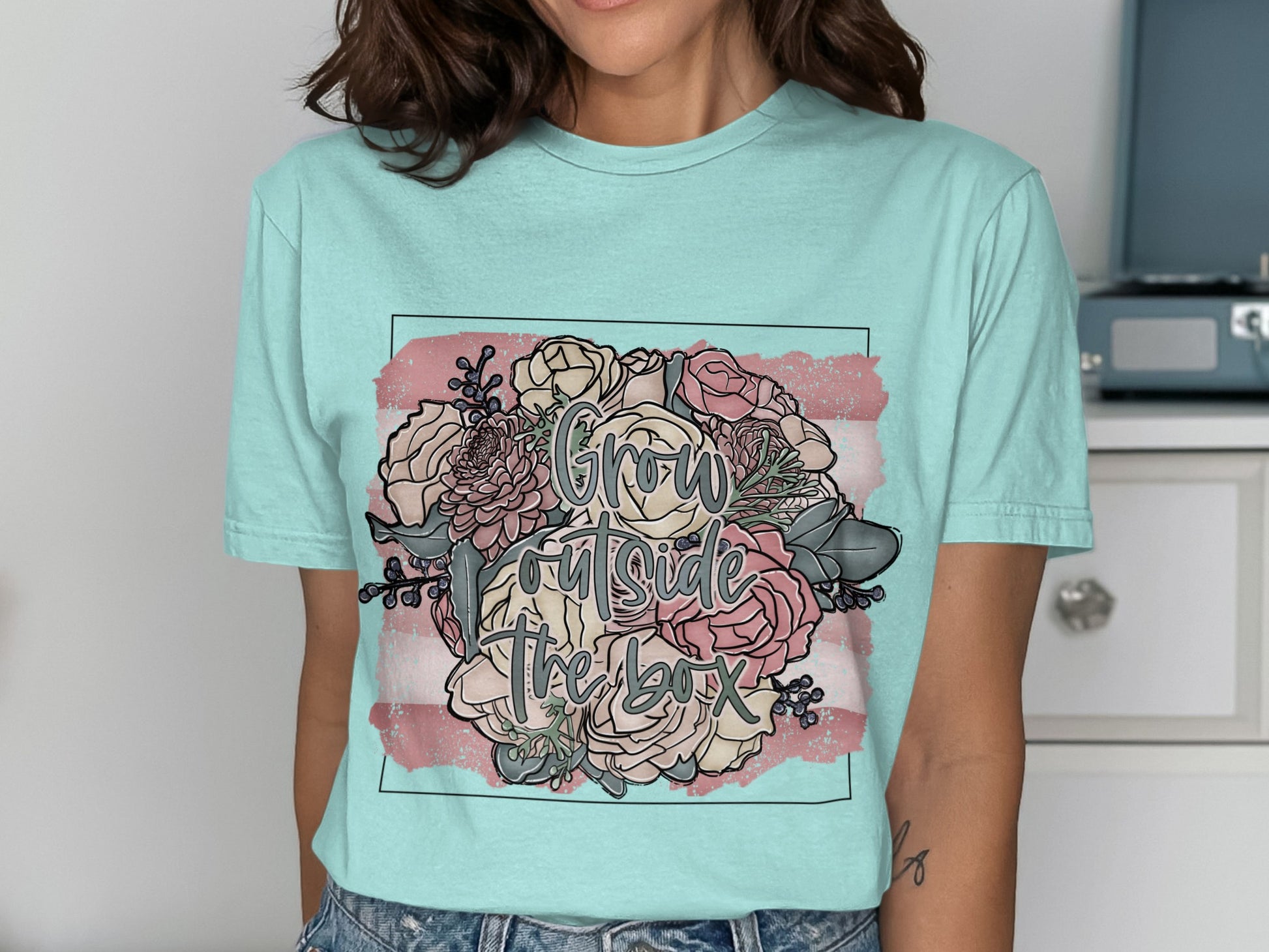 Grow Outside The Box Floral Graphic T-Shirt