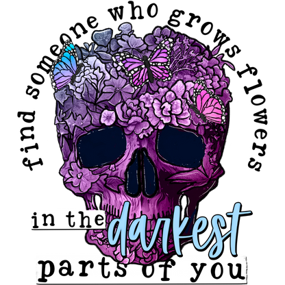 Purple Skull with Flowers and Butterflies product