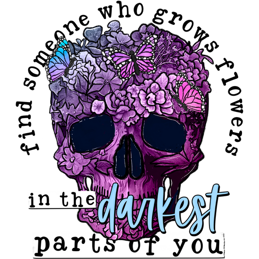 Purple Skull with Flowers and Butterflies product