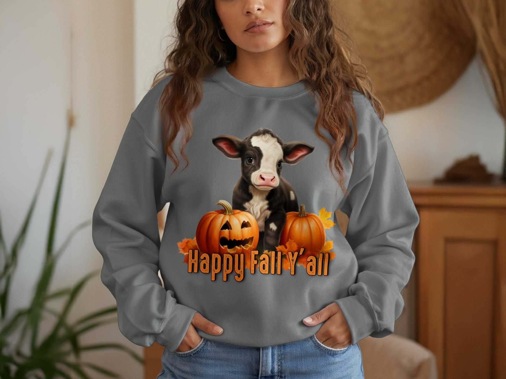 Cute Cow Happy Fall Y'all Halloween Shirt Product