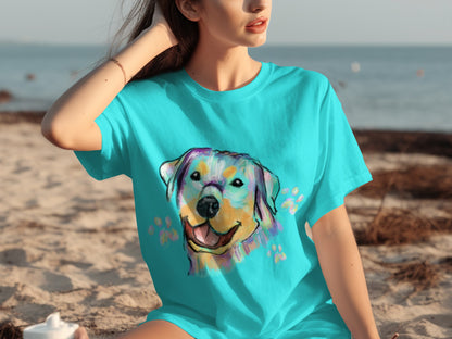Colorful Dog Art Tee for Casual Summer Days