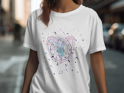 Stylish Floral Clockwork Design T-shirt