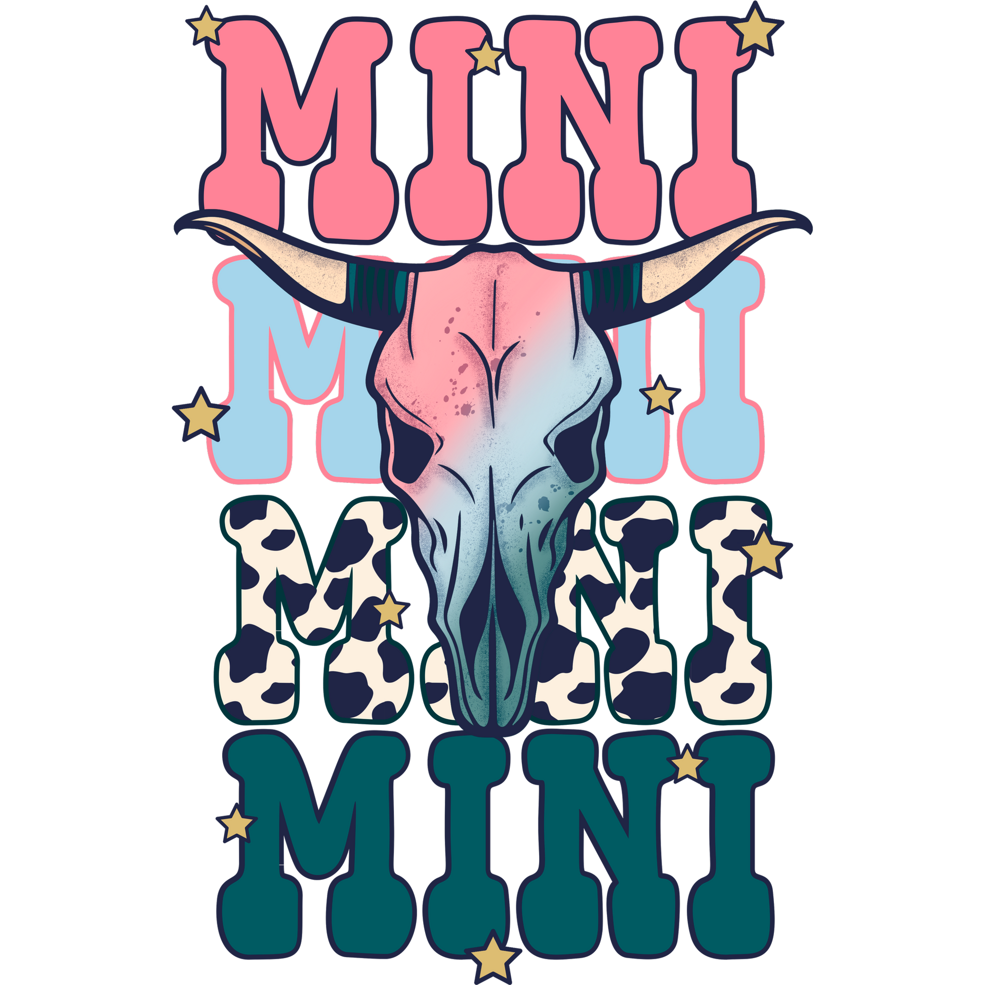 Mini Colorful Bull Skull Artwork with Stars Product