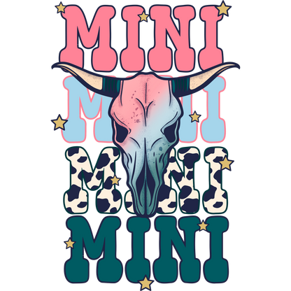 Mini Colorful Bull Skull Artwork with Stars Product