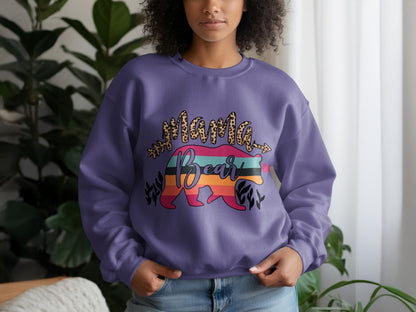 Mama Bear Purple Sweatshirt for Women Clothing