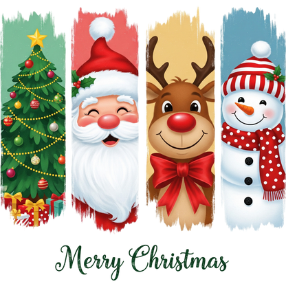Merry Christmas Santa Tree Reindeer Snowman Poster