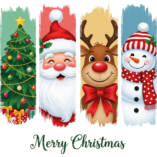 Merry Christmas Santa Tree Reindeer Snowman Poster