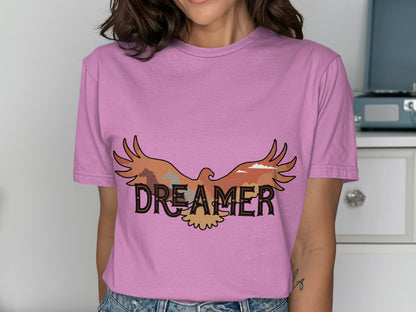 Dreamer Eagle Design Graphic Tee Shirt