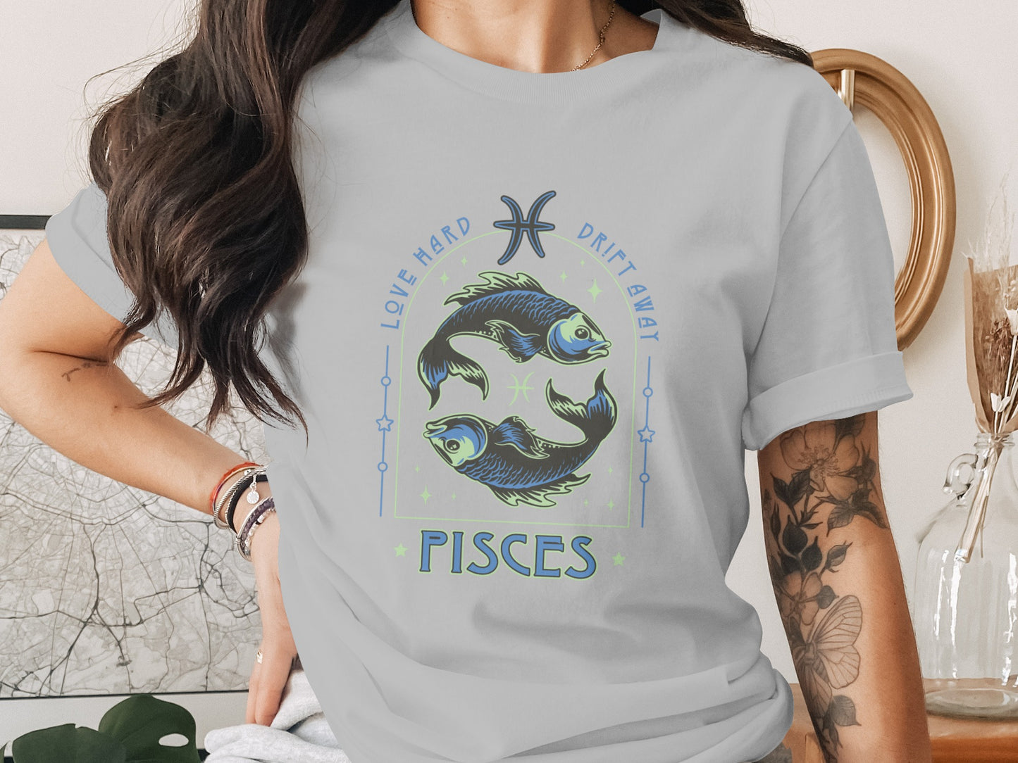 Love Hard Drift Away Pisces Zodiac Tee