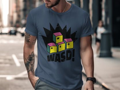Retro Gamer Inspired WASD Block Design T-Shirt