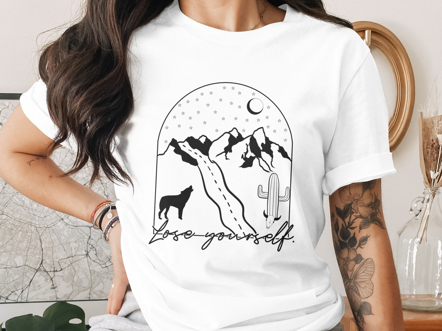 Lose Yourself Mountains and Cactus Graphic T-Shirt