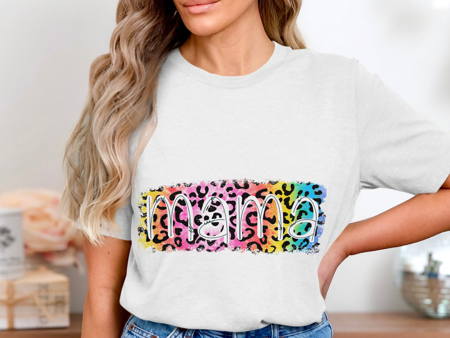 Colorful Mama Leopard Print Graphic T-Shirt