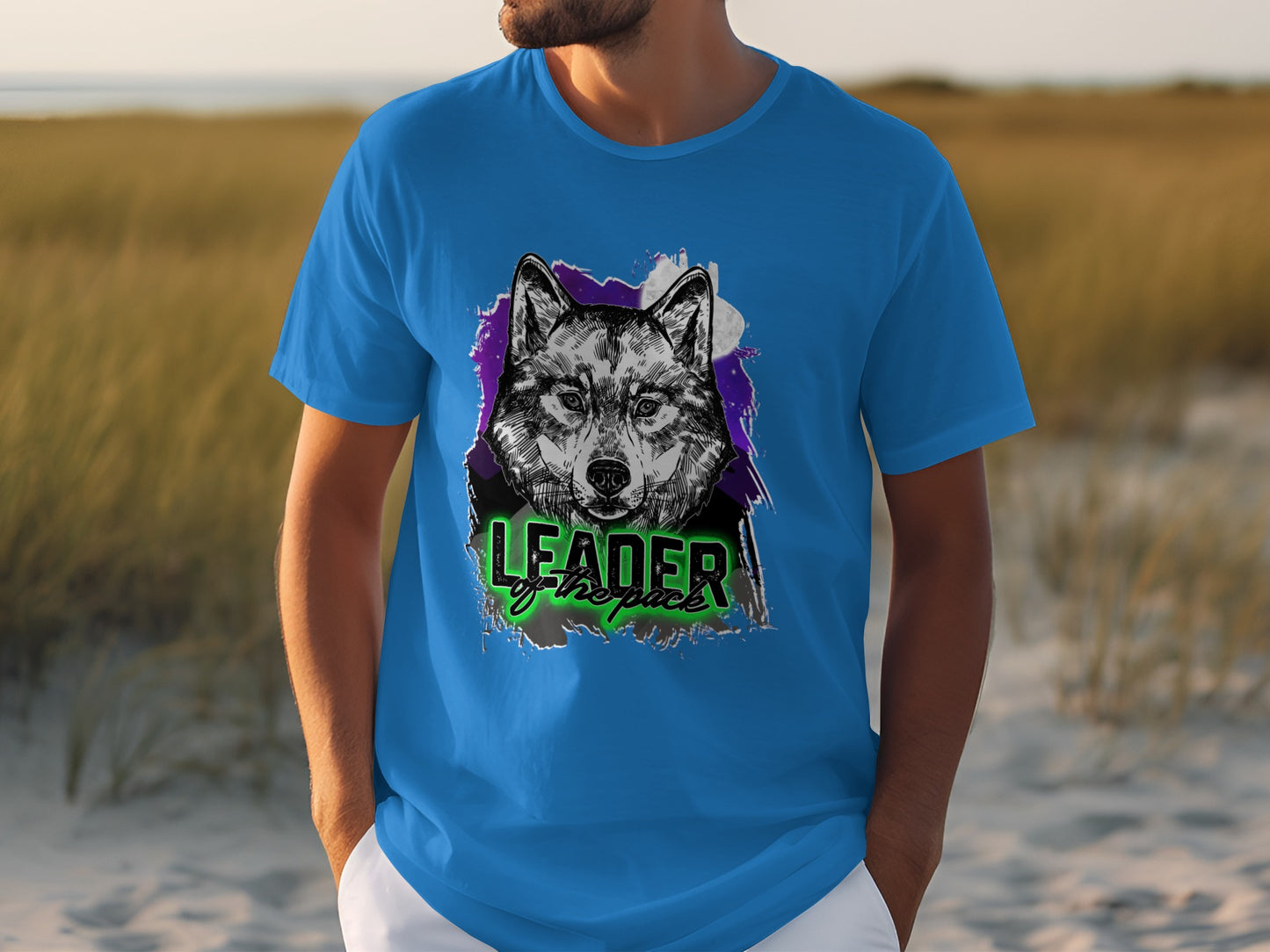 Leader of the Pack Wolf Graphic Blue T-Shirt