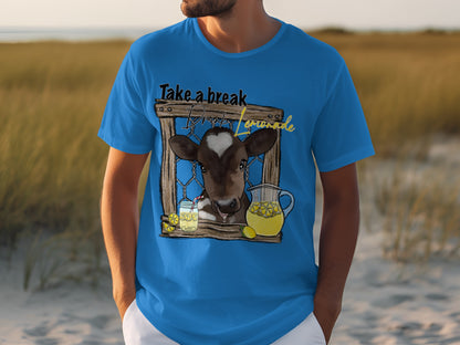 Take a break enjoy lemonade cow graphic shirt