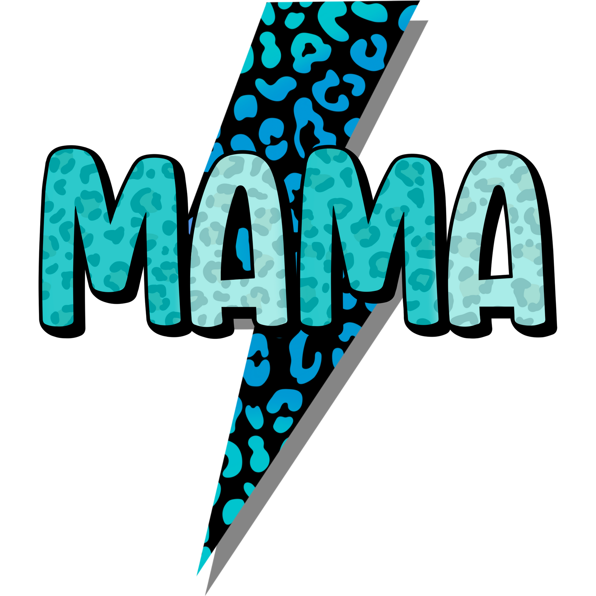 Stylish Aqua Leopard Print MAMA Graphic Apparel