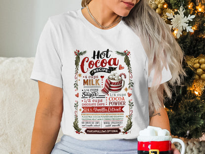 Festive Hot Cocoa Recipe Graphic T-Shirt for Holidays