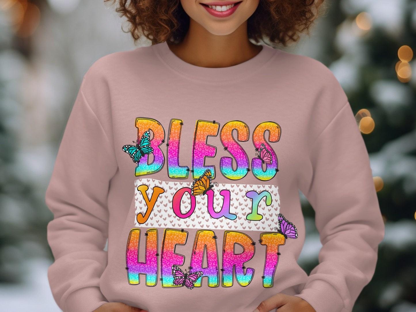 Bless Your Heart Colorful Butterfly Sweatshirt