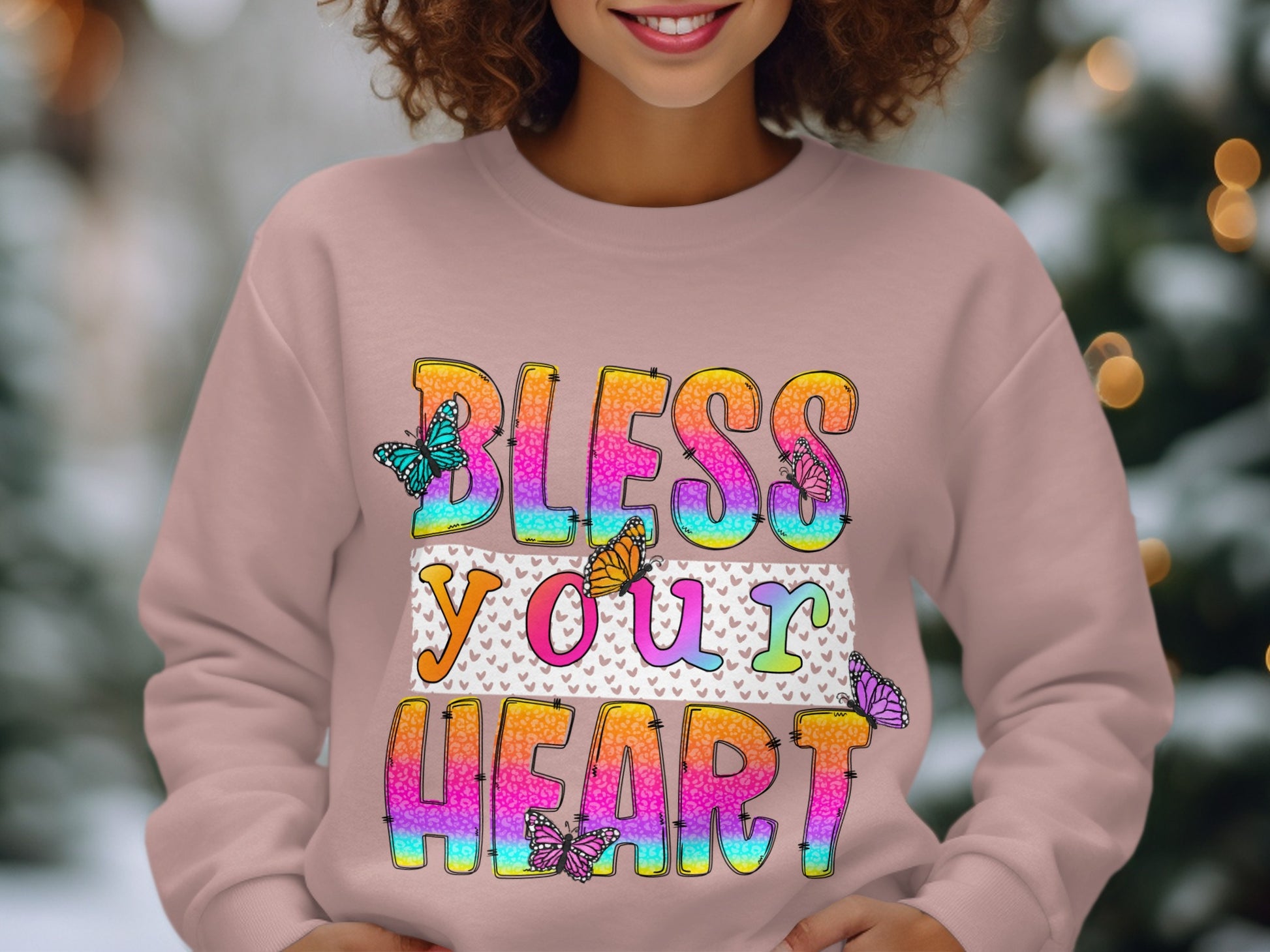 Bless Your Heart Colorful Butterfly Sweatshirt