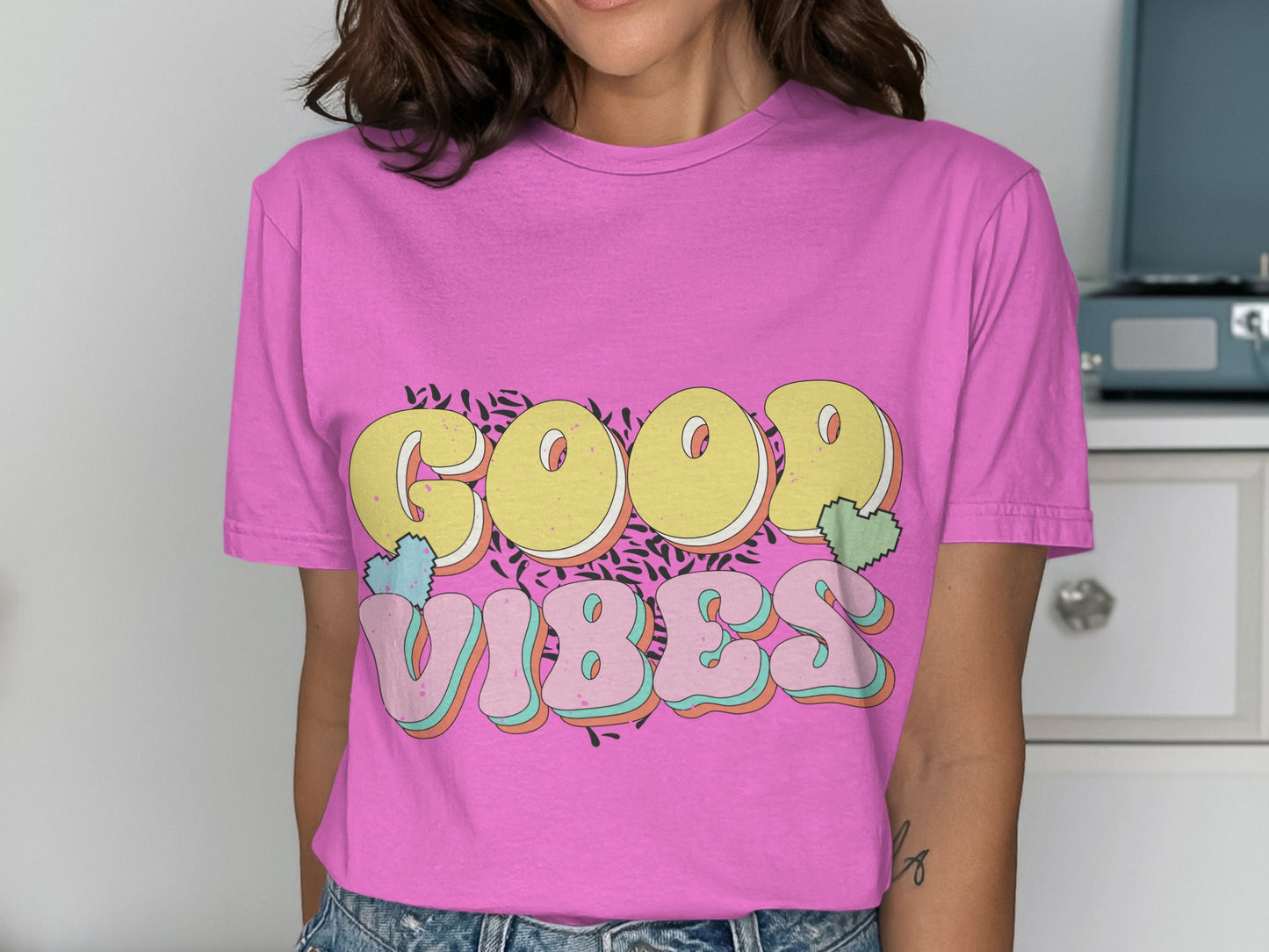 Good Vibes Graphic Tee with Retro Design
