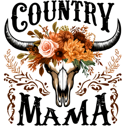 Country Mama Skull with Flowers Farmhouse Decor