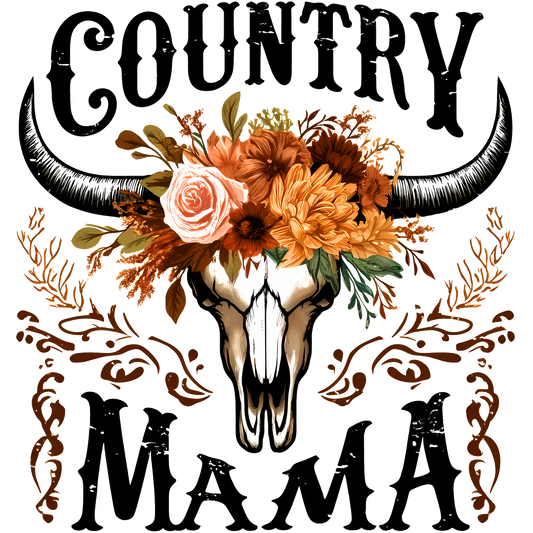 Country Mama Skull with Flowers Farmhouse Decor