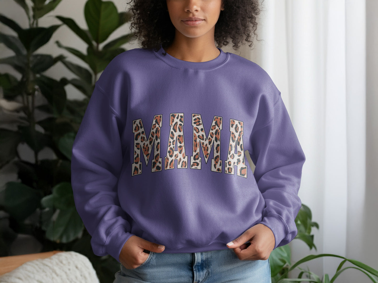 Cozy Purple MAMA Graphic Sweatshirt Trendy Fashion