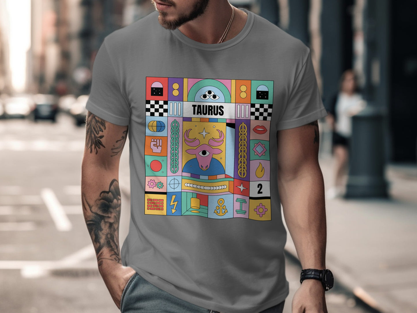 Vibrant Taurus Zodiac Design Graphic T-Shirt Product