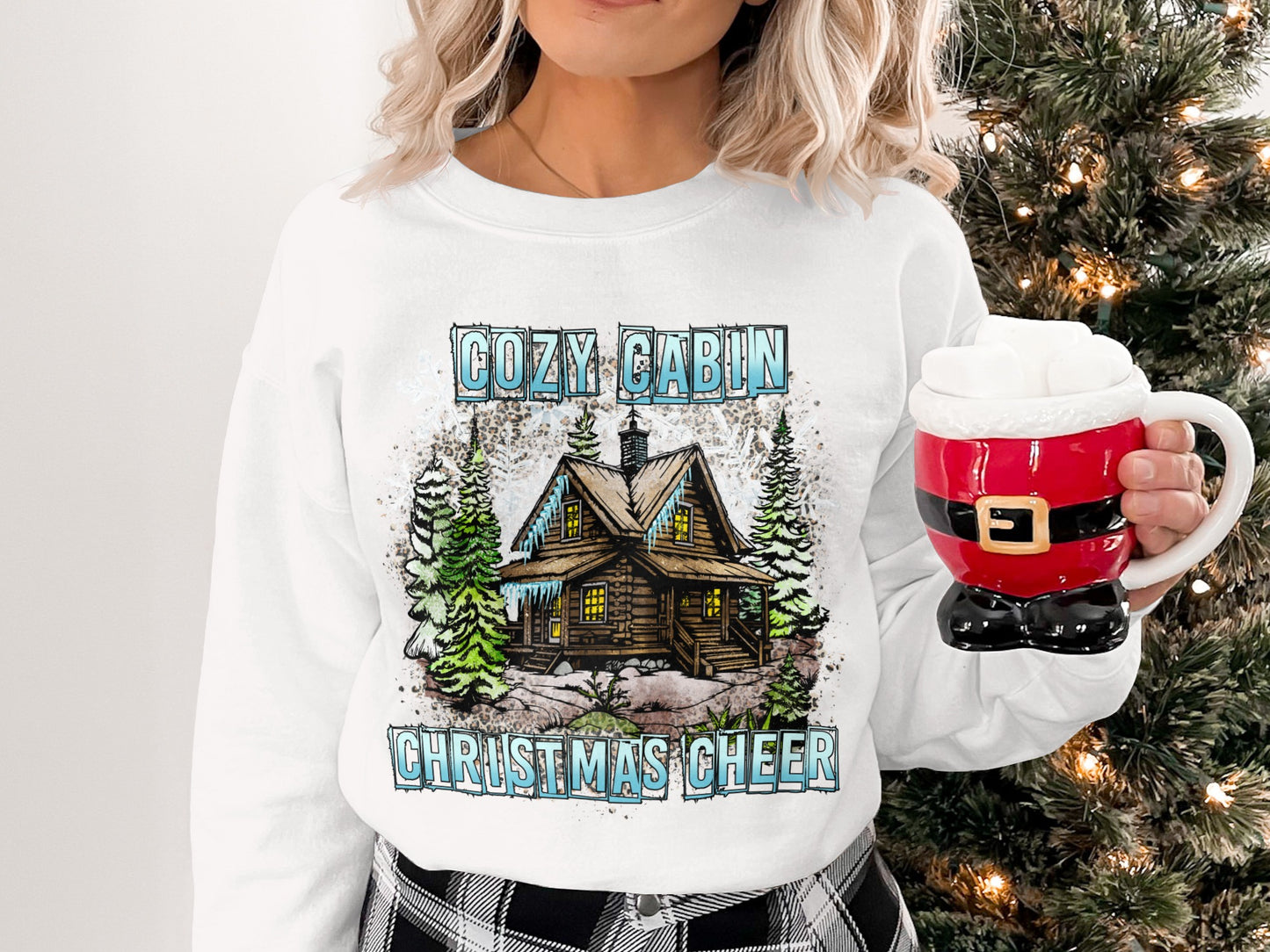 Cozy Cabin Christmas Cheer Graphic Sweatshirt