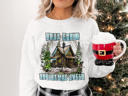 Cozy Cabin Christmas Cheer Graphic Sweatshirt