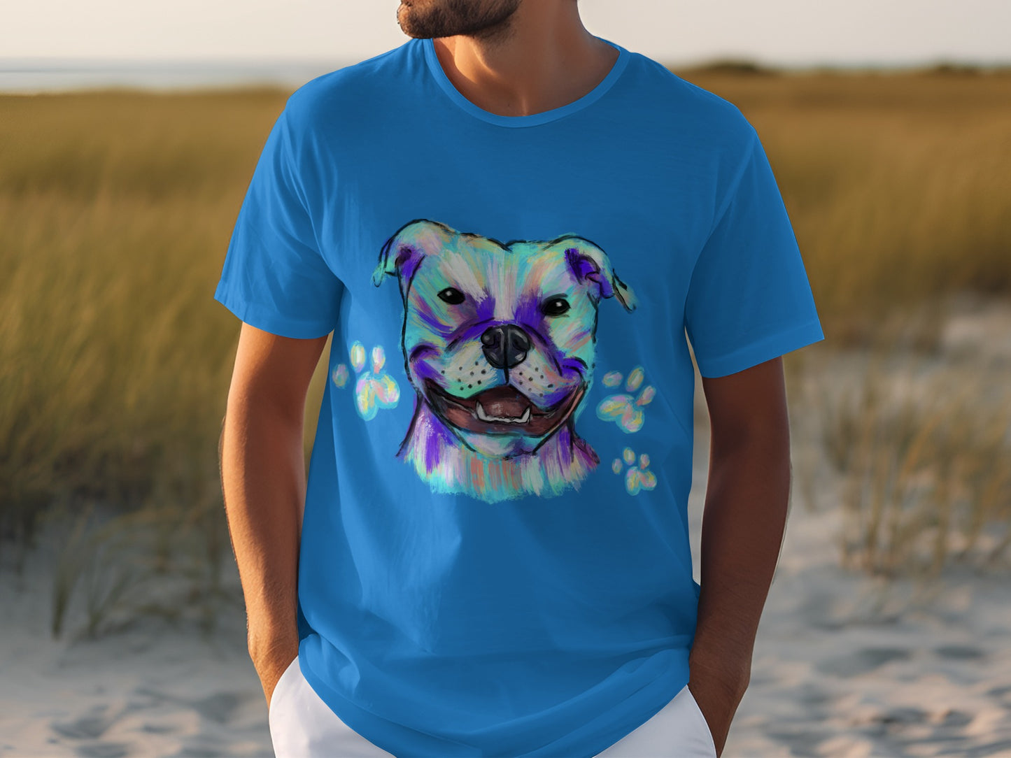 Colorful Dog Illustration T-Shirt Casual Wear