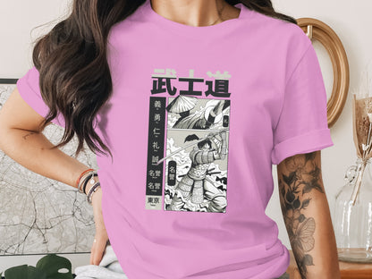 Traditional Japanese Samurai Art Graphic T-shirt