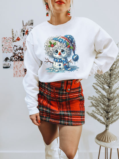Cute Snowman Graphic White Sweatshirt Product