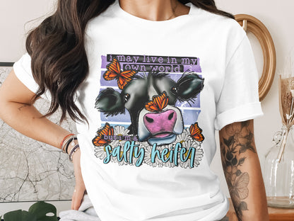 Funny Cow and Butterflies Salty Heifer T-shirt