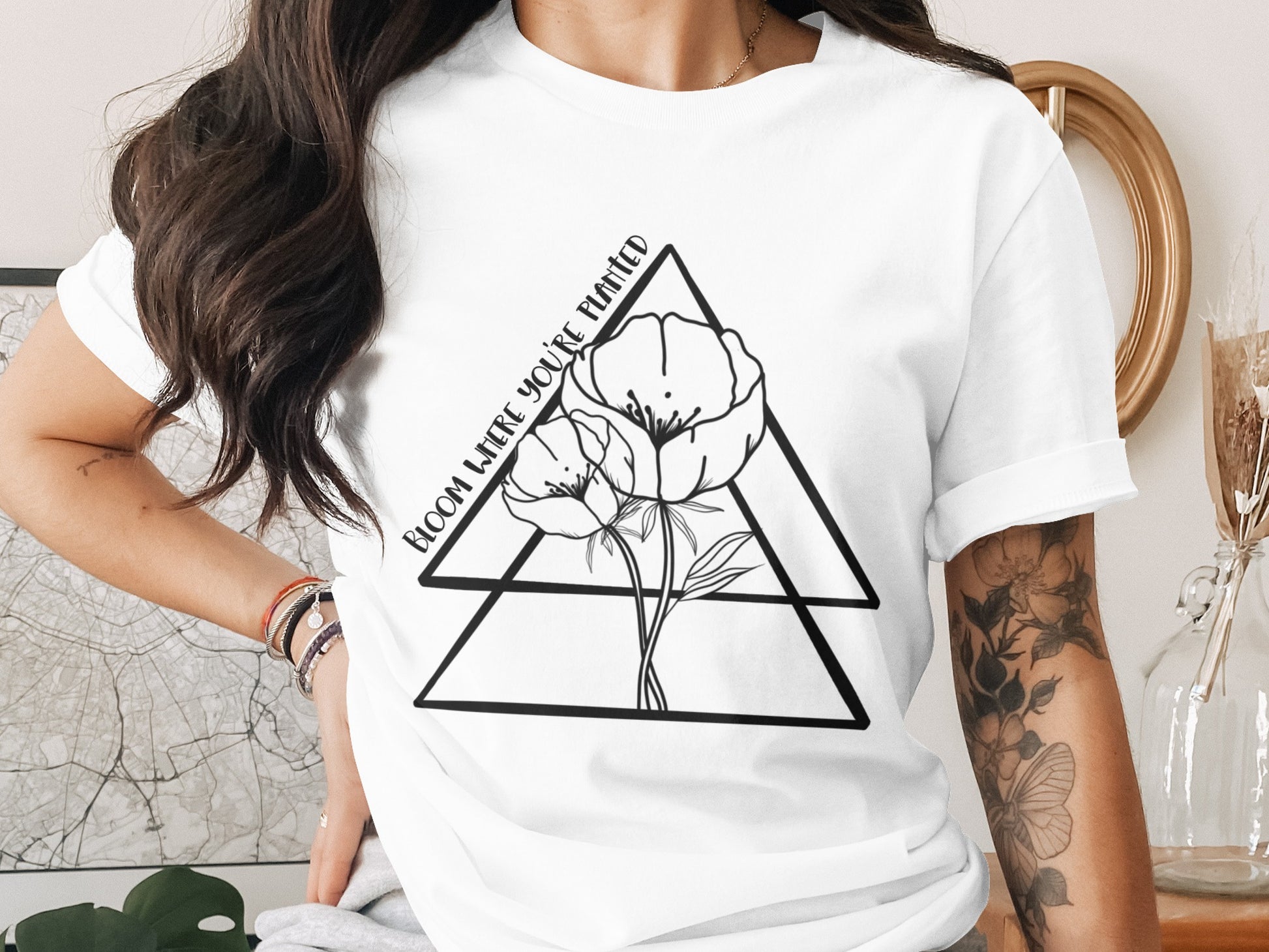 Bloom Where You're Planted Triangle Graphic T-shirt
