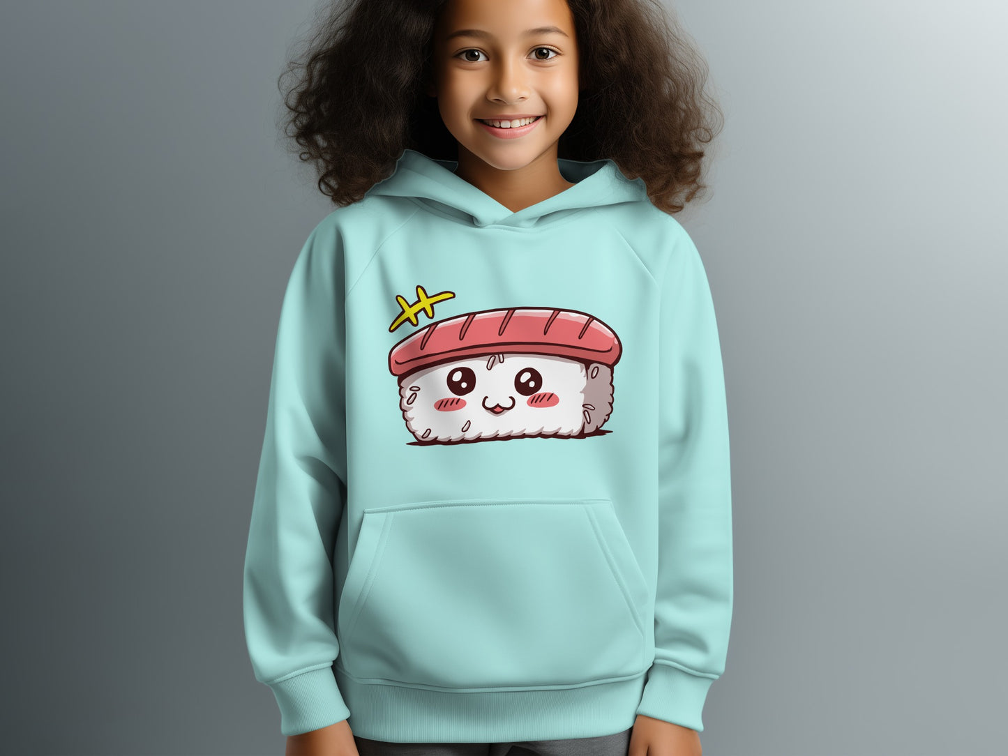 Cute Kawaii Sushi Print Hooded Sweatshirt for Kids