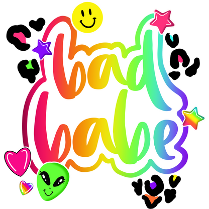 Bright Multicolor Bad Babe Graphic Tee