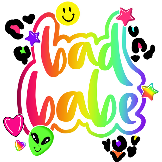 Bright Multicolor Bad Babe Graphic Tee