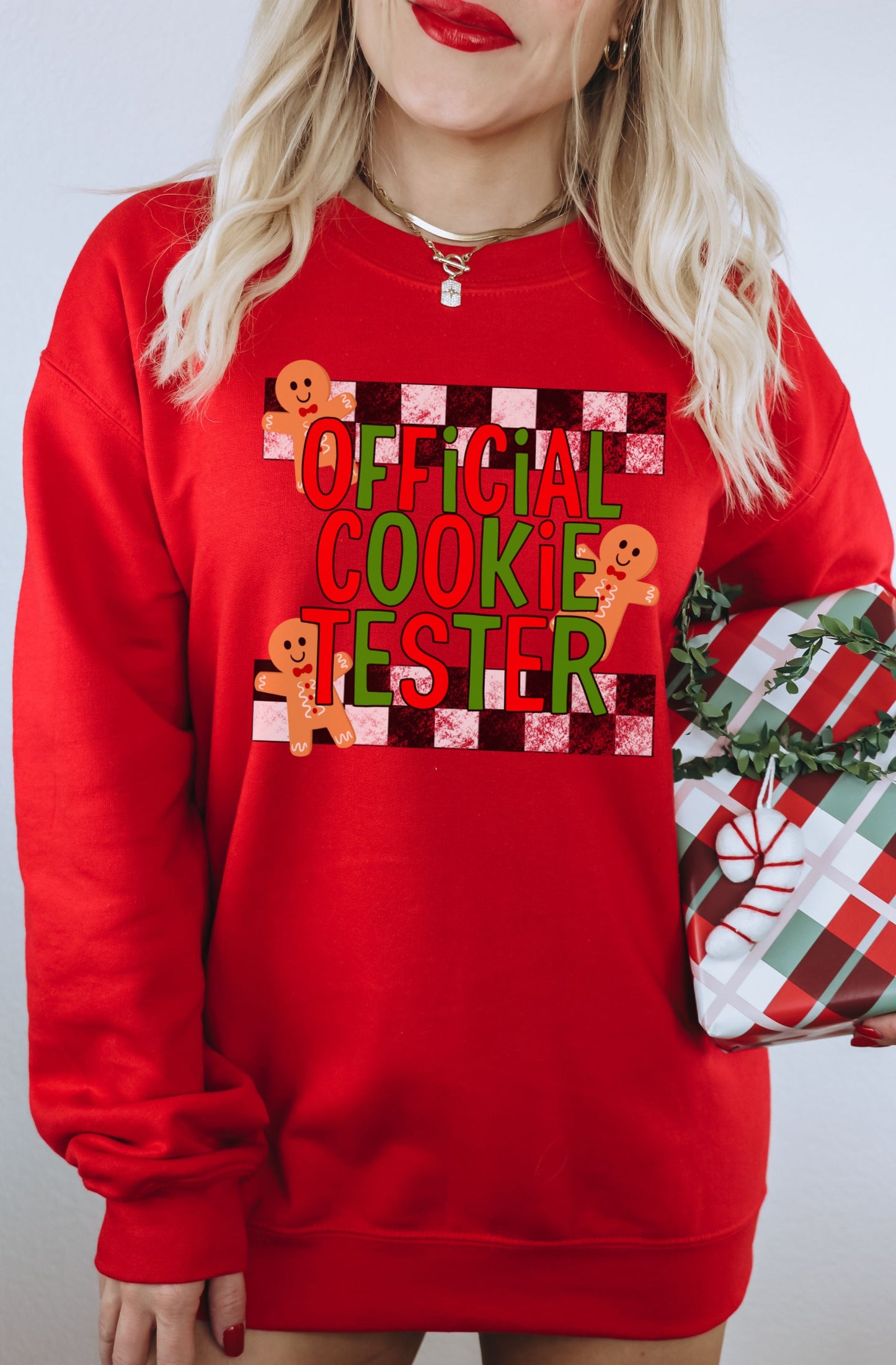Official Cookie Tester Graphic Red Sweatshirt