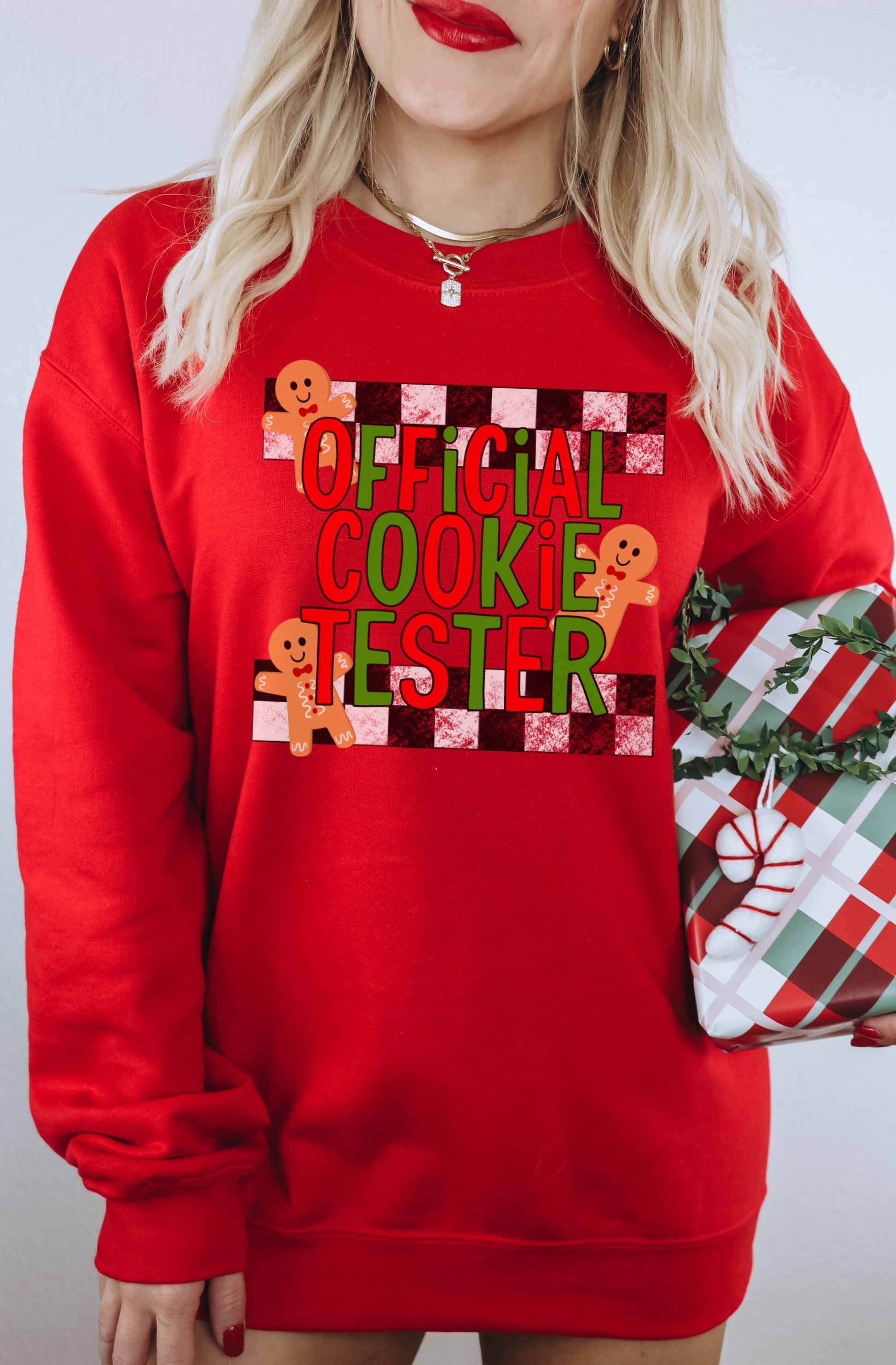 Official Cookie Tester Graphic Red Sweatshirt