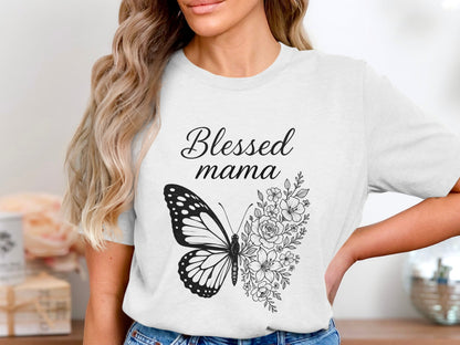 Blessed Mama Butterfly Design Tee